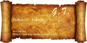 Gubicz Tünde névjegykártya